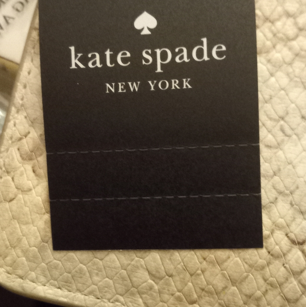 New,tags,kate spade natural multi snake embossed leather zip wristlet 3card slot - Picture 3 of 8